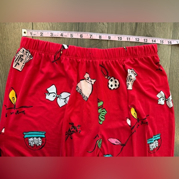 Kate Spade Red Winter Print Pajama Set Size Large - Picture 7 of 10